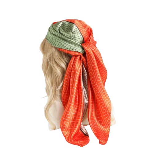 FENDII PRINT SILK/ ORANGE & GREEN