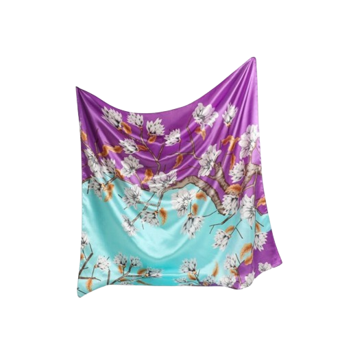 FLOWER SILK/ PURPLE & LIGHT BLUE