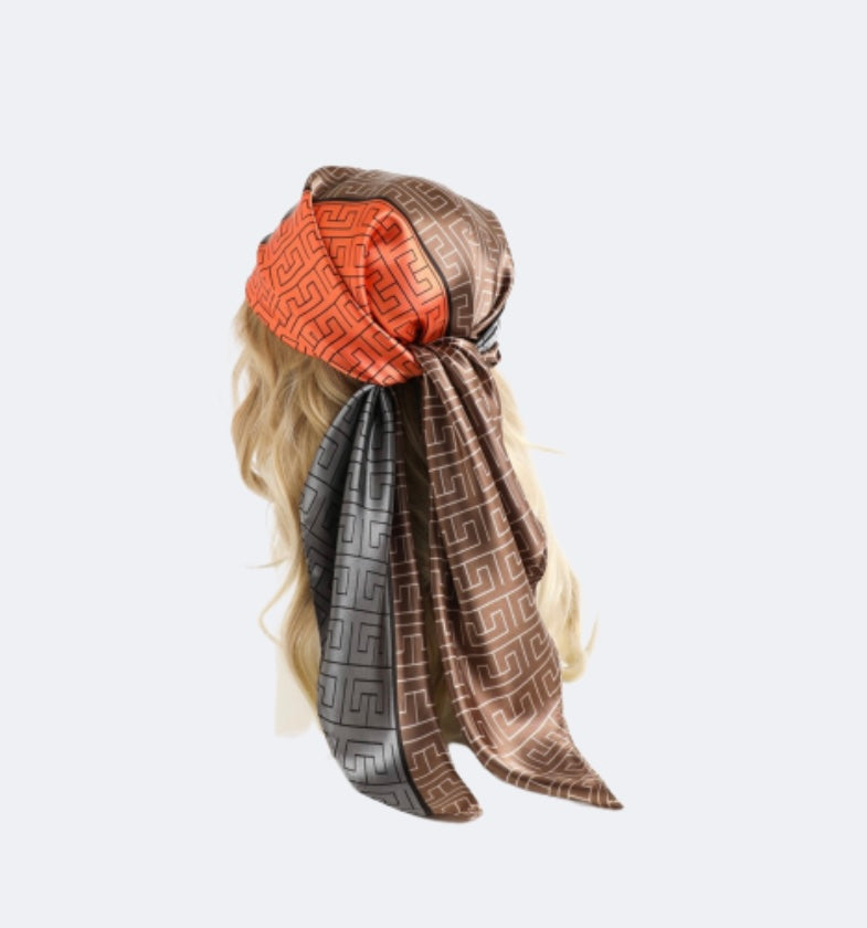 FENDII SILK/ BROWN & ORANGE